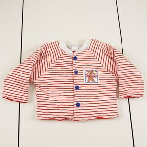 Vintage New Potatoes Red White Striped Cotton Bear Jacket Kids Baby Sz 9M